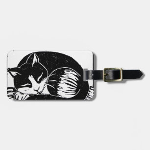 Étiquette À Bagage Balise de bagage pour chats Tuxedo dormant
