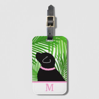 Étiquette À Bagage Balise de bagage pour chien noir Green Palm Tree I