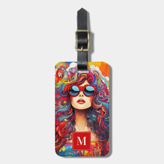 Étiquette À Bagage Balise de bagage pour femme psychédélique (Devant Vertical)