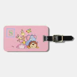 Étiquette À Bagage Balise de bagage rose animal avec initiale