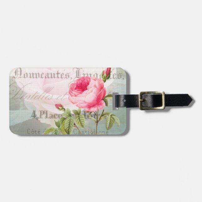 Étiquette À Bagage Balise de bagage Rose romantique (Devant horizontal)