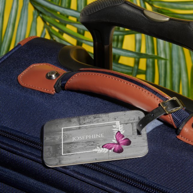Étiquette À Bagage Balise de bagage rustique papillon rose (Insitu Rectoal 3)