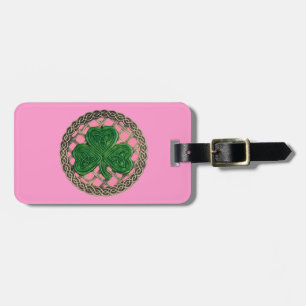 Étiquette À Bagage Balise de bagage Shamrock celtique rose personnali