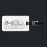 Étiquette À Bagage Balise de bagage Skyline Stylisé Charleston City<br><div class="desc">Un bagage unique représentant la belle ville de Charleston,  Caroline du Sud.  Ce tag présente une illustration stylisée de l'horizon unique de la ville avec son nom en dessous.</div>