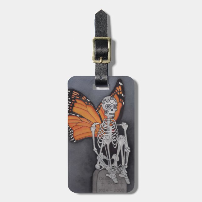 Étiquette À Bagage Balise de bagage Squelette Jour de l'ID sac mort (Devant Vertical)