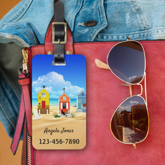 Étiquette À Bagage Balise de bagage sur la plage colorée
