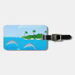 Étiquette À Bagage Balise de bagage sur la scène de dauphin de plage