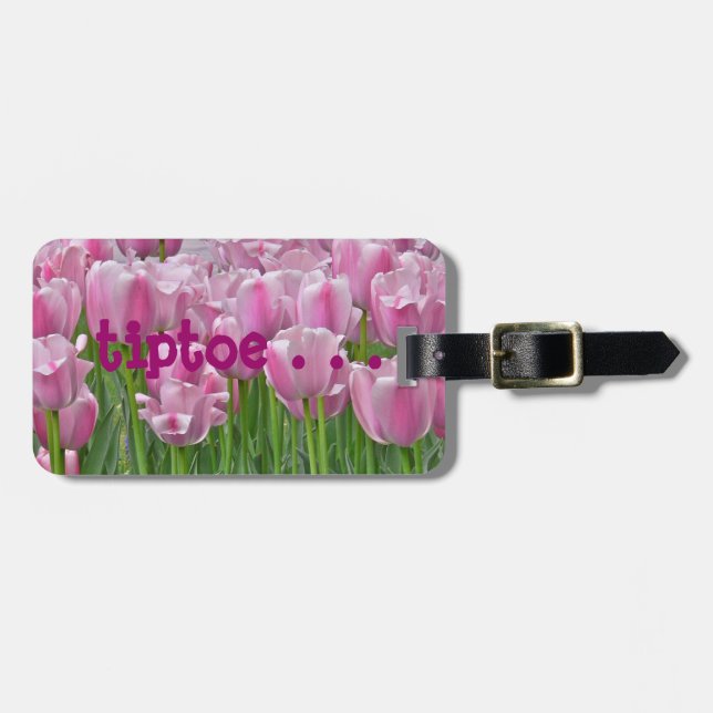 Étiquette À Bagage Balise de bagage, "TipToe, Tulipes roses" (Devant horizontal)