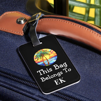Étiquette À Bagage Balise de bagage tropicale de l'identité du monogr