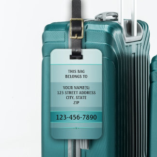 Étiquette À Bagage Balise de bagage Turquoise vert en métal rayé