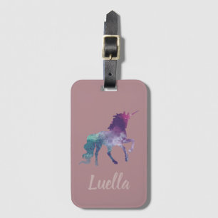Étiquette À Bagage Balise de bagage Unicorn rose Cute personnalisée
