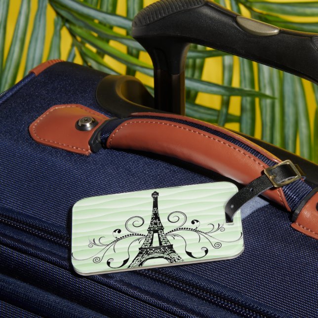 Étiquette À Bagage Balise de bagage verte Tour Eiffel (Insitu Rectoal 3)