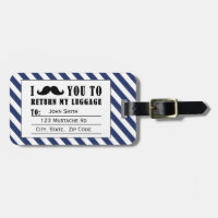 BALISE DE BAGAGES DE MUSTACHE FUNNY | BLEUE STRIPE