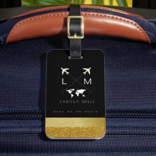 Étiquette À Bagage Balise de bagages de voyage chic avec son nom