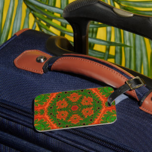 Étiquette À Bagage Balise de bagages Kaleidoscope orange et vert