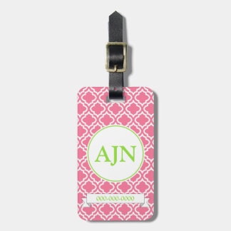 Étiquette À Bagage Balise de bagages Monogramme rose