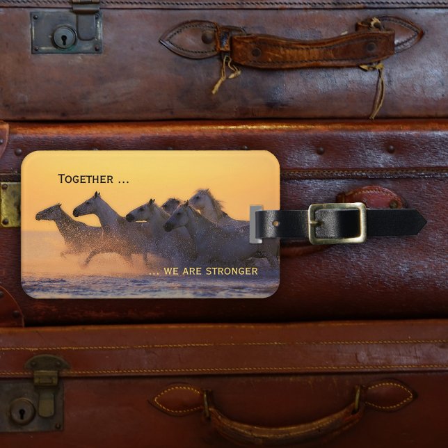 Étiquette À Bagage Balise de bagages Ocean Sunset Horses Wild Horses (Créateur téléchargé)