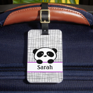Étiquette À Bagage Balise de bagages Panda violet mou