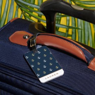 Étiquette À Bagage Balise de bagages Preppy Nautical Monogram