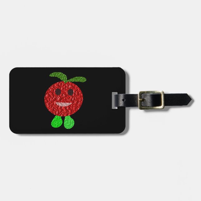 Étiquette À Bagage Balise de bagages sur mesure Happy Tomato (Devant horizontal)
