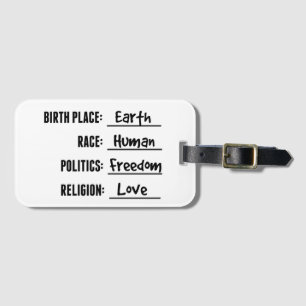 ÉTIQUETTE À BAGAGE BALISE DE BIRTHPLAT DE TERRE WANDERLUST
