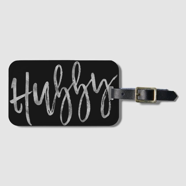 Étiquette À Bagage Balise de sac à bagages Hubby Silver Foil (Devant Horizontal)