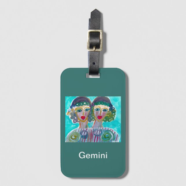 Étiquette À Bagage Balise d'horoscope Gemini en acrylique (Devant Vertical)