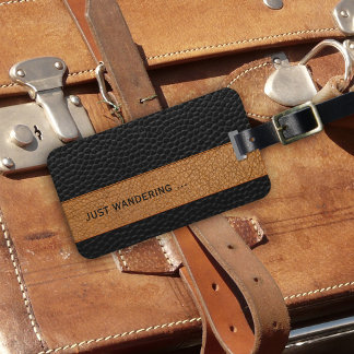 Étiquette À Bagage Balise d'impression en cuir Brown et noir moderne