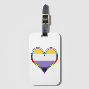 Étiquette À Bagage Balise Enby Pride Heart Luggage
