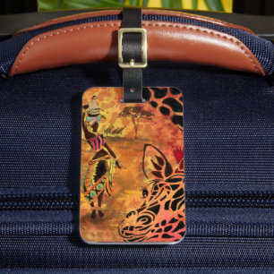 Étiquette À Bagage Balise femme africaine et bagage en girafe