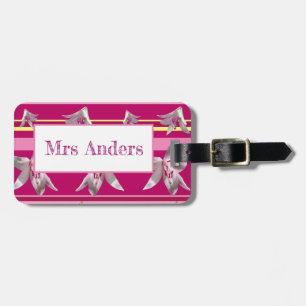 Étiquette À Bagage Balise Fleurs & Stripes Bagage avec cuir