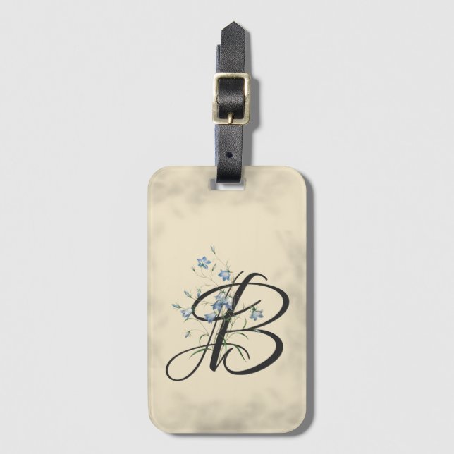 Étiquette À Bagage Balise initiale B, Vintage Bluebells (Devant Vertical)
