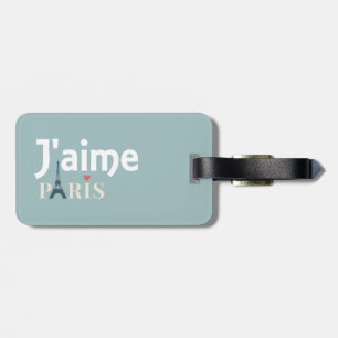 Étiquette À Bagage Balise J'aime Paris avec bracelet en cuir