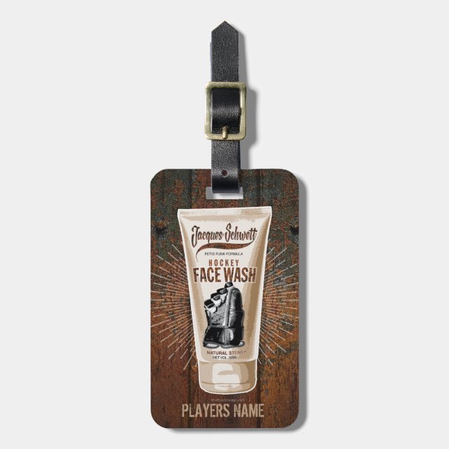 Étiquette À Bagage Balise Jauge du visage de hockey de Jacques Schwet (Devant Vertical)