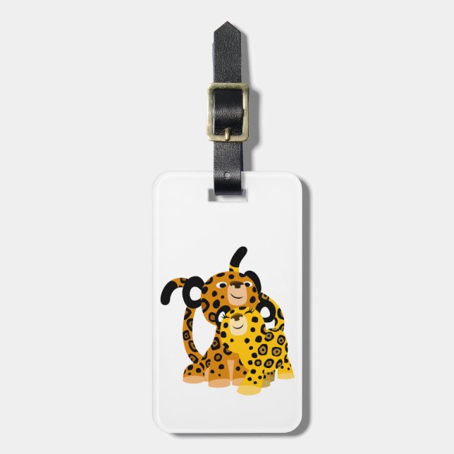 Étiquette À Bagage Balise Jote Cartoon Jaguars In Love Luggage (Devant Vertical)