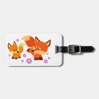 Étiquette À Bagage Balise Jote Jouer Cartoon Foxes Bagage