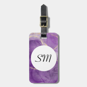 Étiquette À Bagage Balise moderne violet d'encre d'alcool Art