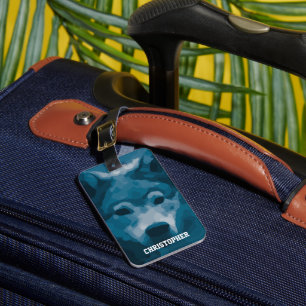 Étiquette À Bagage Balise Monogram Blue Lone Wolf Luggage