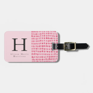 Étiquette À Bagage Balise Monogram Chic Moderne rose vif