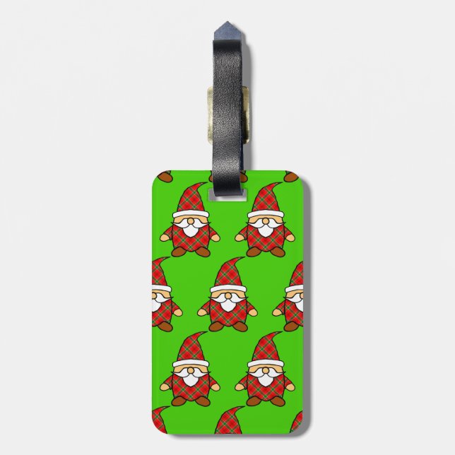 Étiquette À Bagage Balise Motif de Noël Gnome Carton (Dos Vertical)
