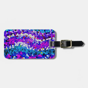 Étiquette À Bagage Balise Motif en mosaïque colorée
