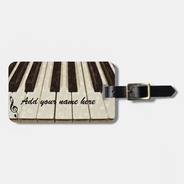 Étiquette À Bagage Balise Notes musicales et touches_Bagage (Devant horizontal)
