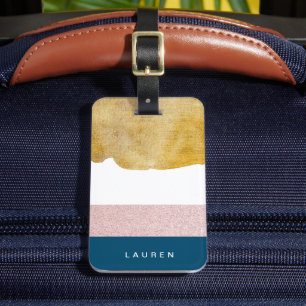 Étiquette À Bagage Balise Pastel Faux Gold Monogram