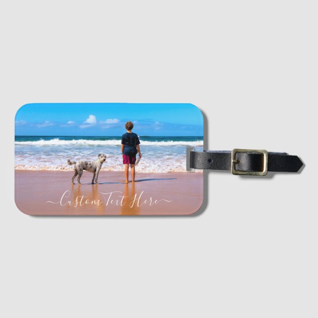 Étiquette À Bagage Balise Personnaliser votre photo et votre texte (Devant Horizontal)