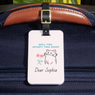 Étiquette À Bagage Balise Pink Adorable Chat&Bagage Rose