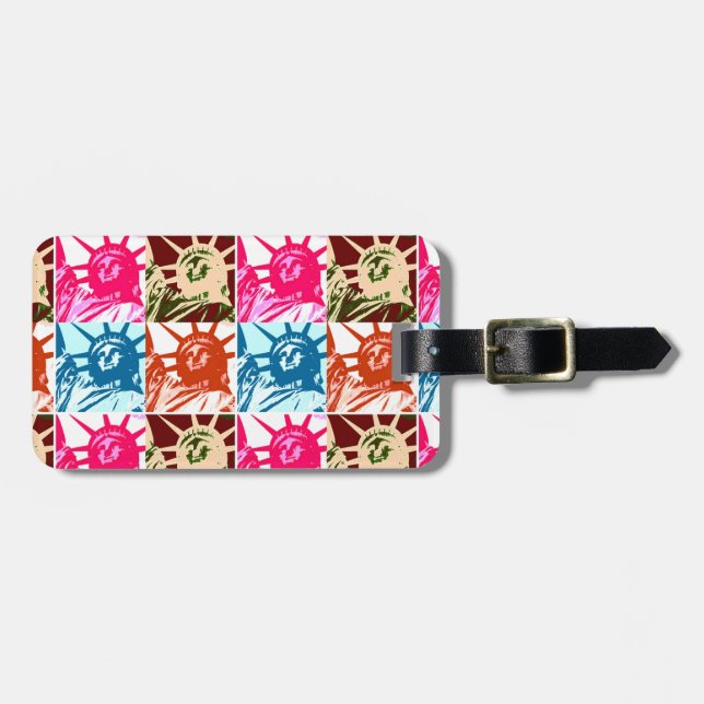 Étiquette À Bagage Balise Pop Art Lady Liberty Luge (Devant horizontal)