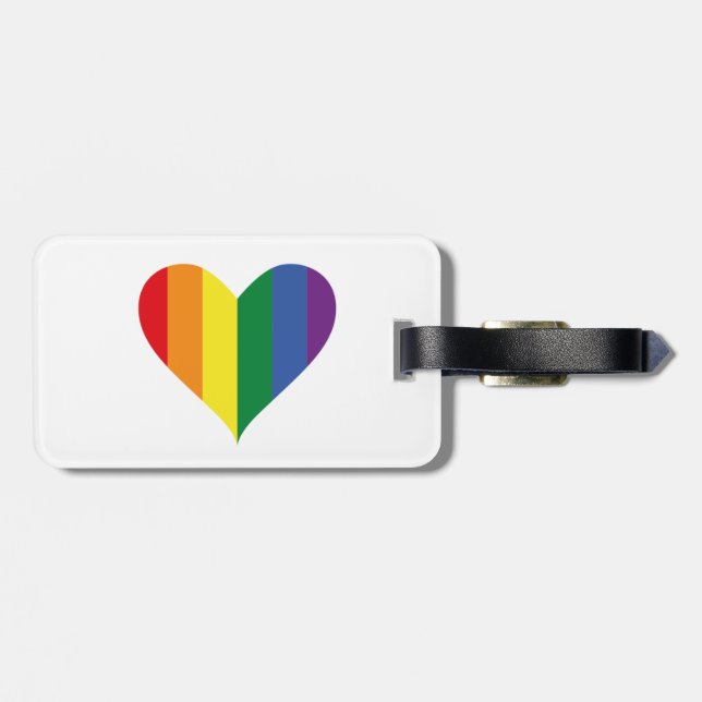 Étiquette À Bagage Balise Pride Rainbow Heart Luggage (Dos horizontal)