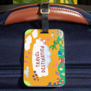 Étiquette À Bagage Balise Retro Sunset Beach Luggage