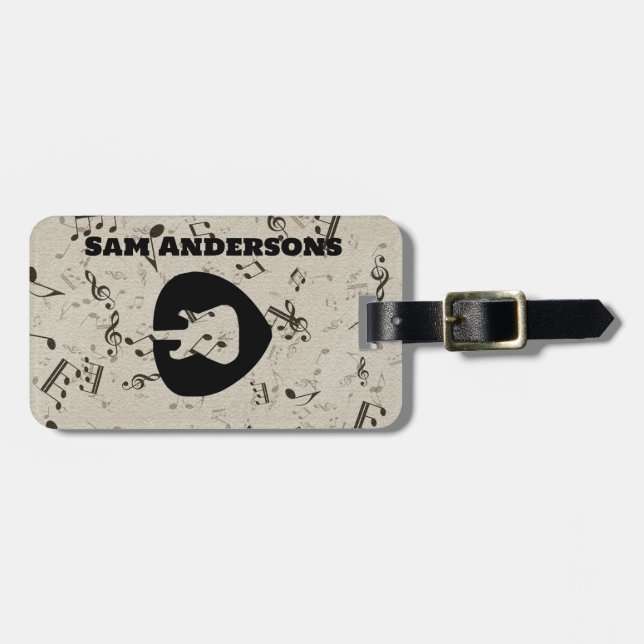 Étiquette À Bagage Balise Rock and Roll Guitar Sound Wave (Devant horizontal)