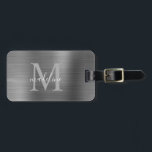 Étiquette À Bagage Balise simple brossé métal gris argenté<br><div class="desc">Balise simple brossé métal gris argenté</div>